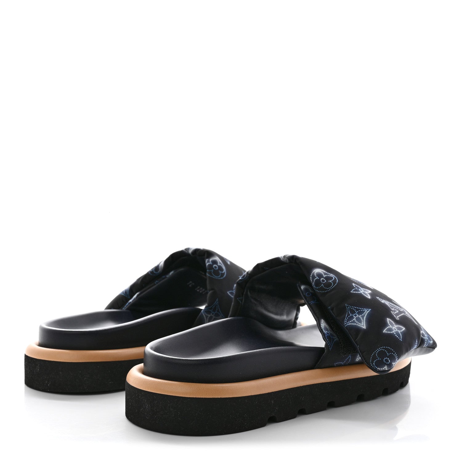 Louis Vuitton Nylon Monogram Womens Pool Pillow Comfort Mules 38 Navy Blue 4 of 9
