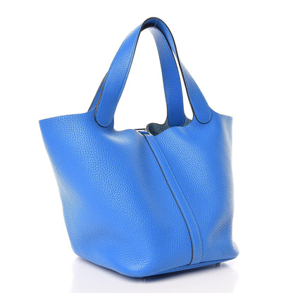 Hermes Taurillon Clemence Picotin Lock 22 MM Bleu Zanzibar 3 of 14
