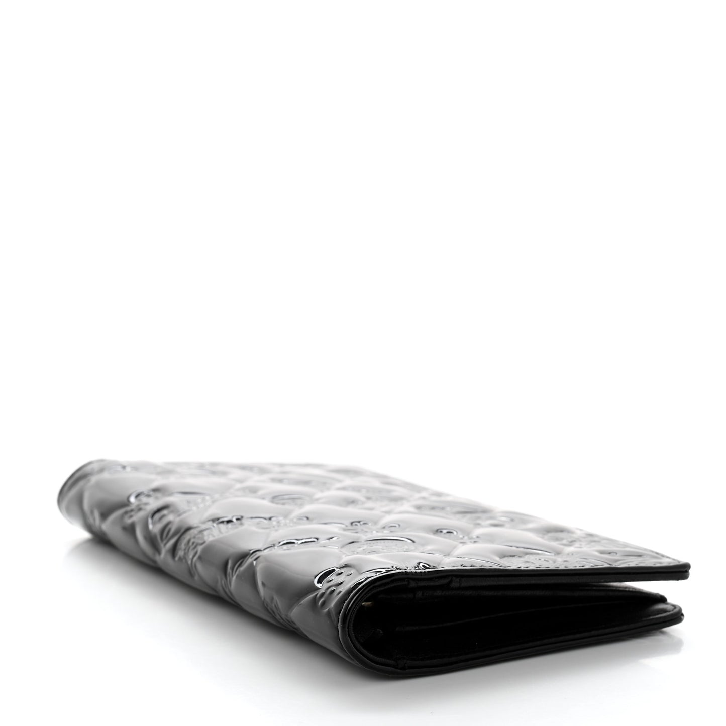 Patent Calfskin Lucky Symbols Yen Wallet Black
