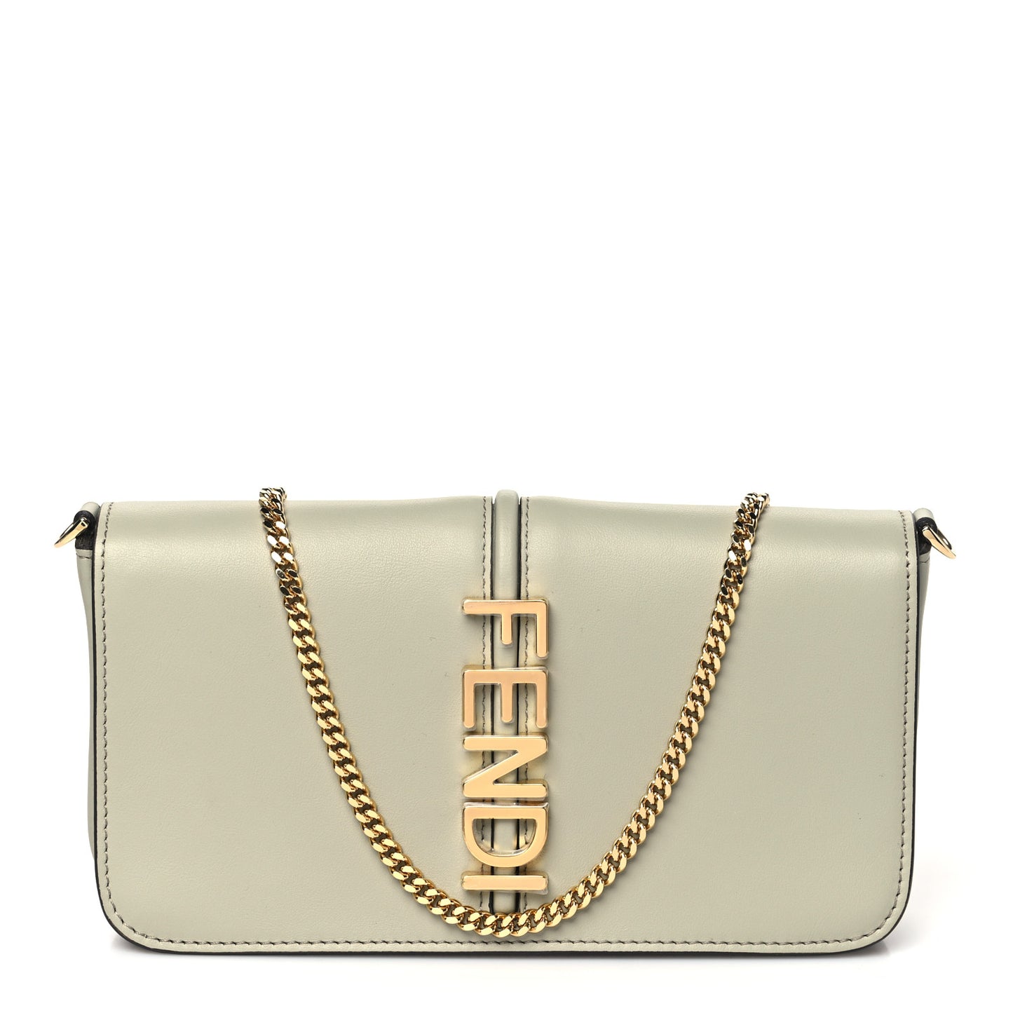 Vitello Grace Matte Fendigraphy Wallet on Chain Green Tea
