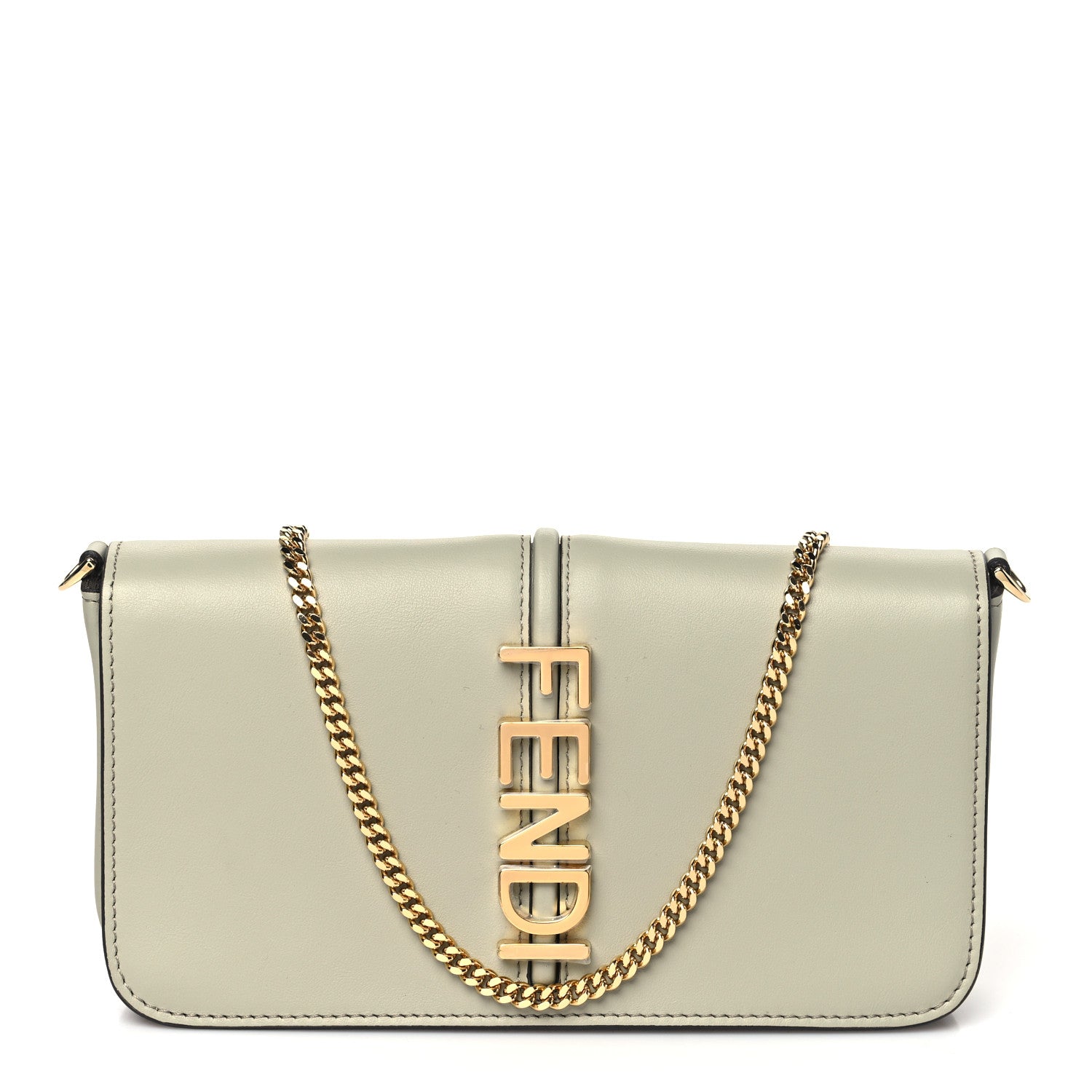 Fendi Vitello Grace Matte Fendigraphy Wallet on Chain Green Tea 1 of 10