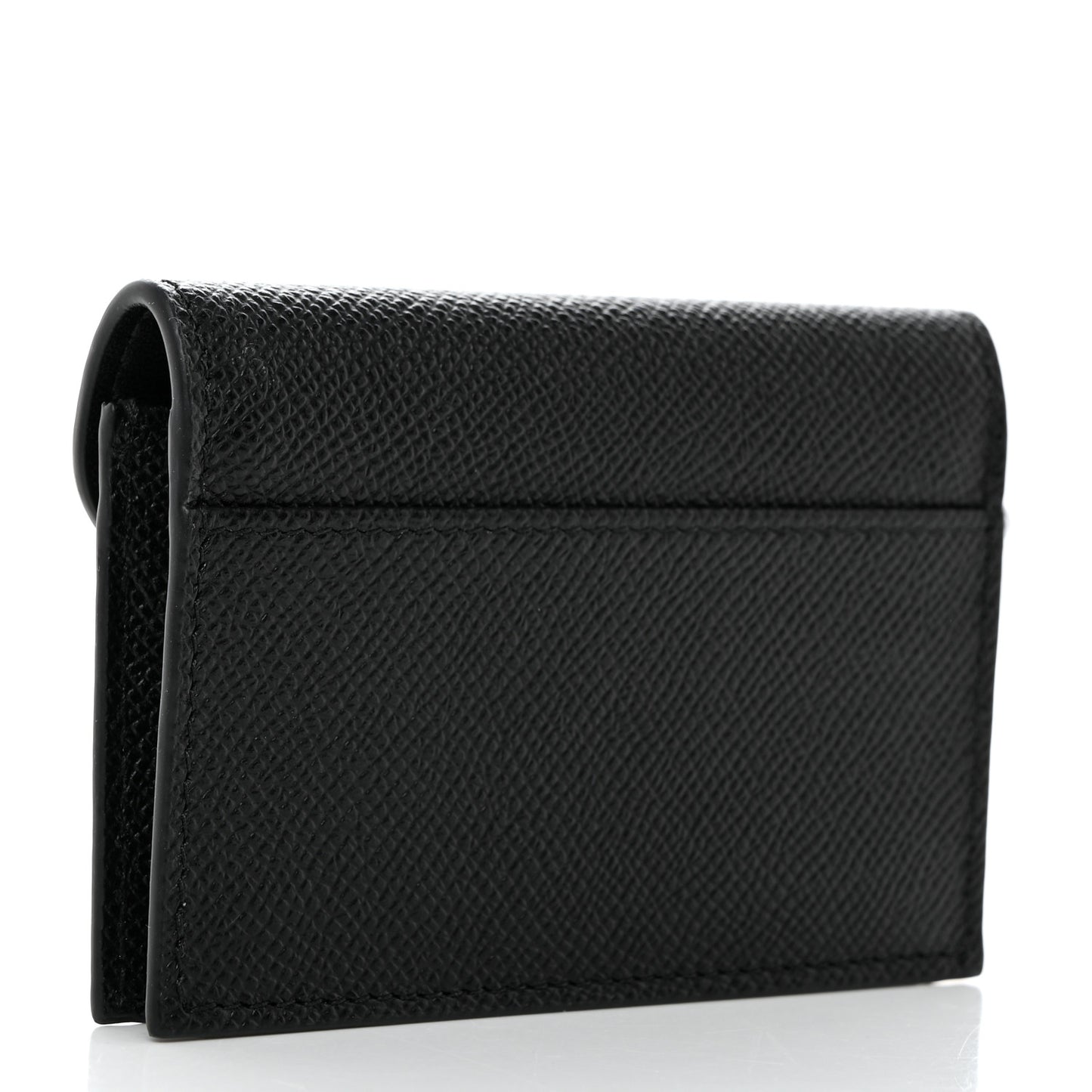 Grained Calfskin Saddle Card Holder Black