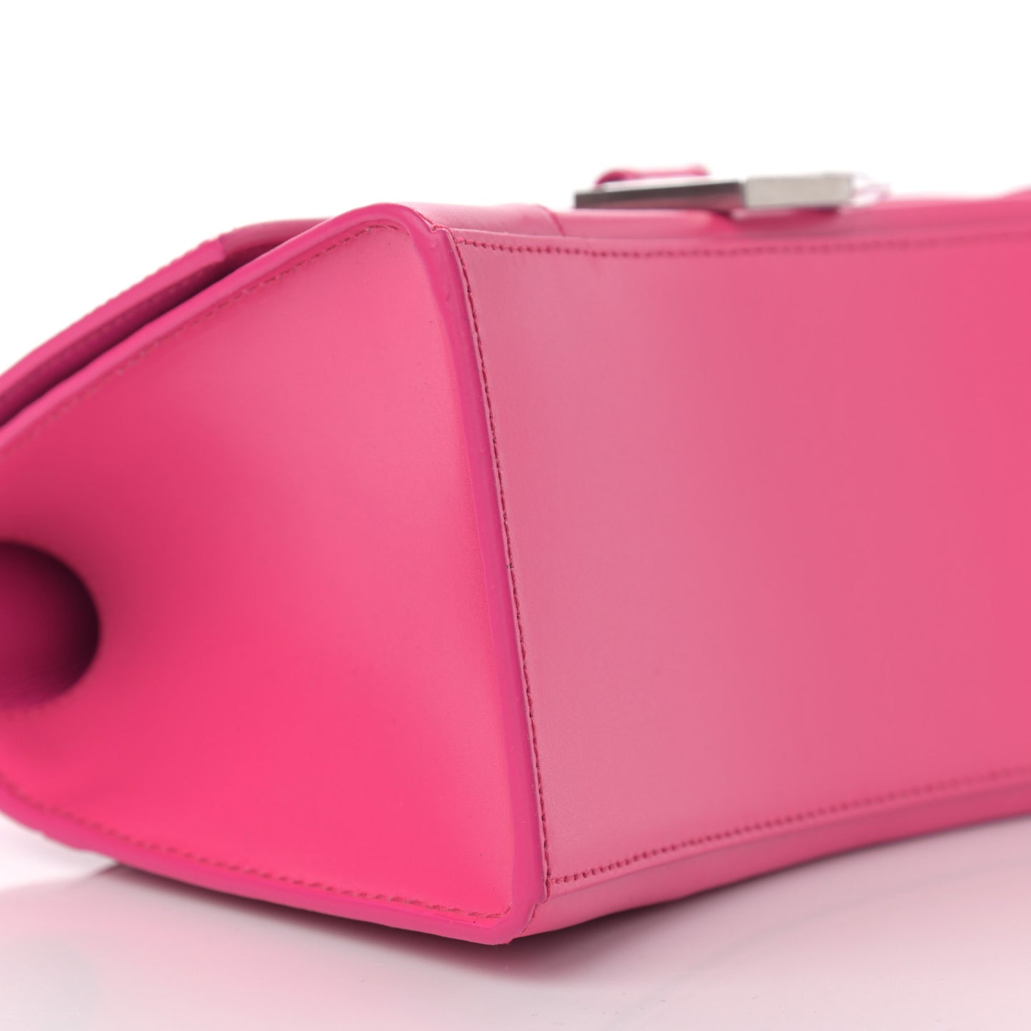 Shiny Box Calfskin Small Hourglass Top Handle Bag Acid Fuchsia
