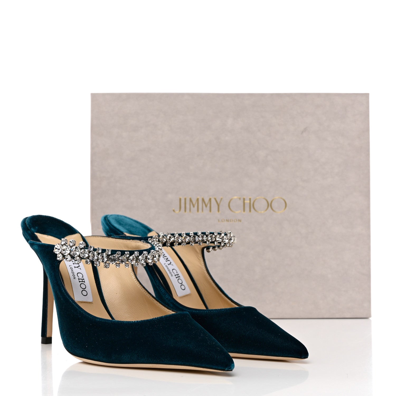 Jimmy Choo Velvet Crystal Bing 100 Pumps 38.5 Blue 8 of 8