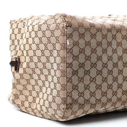 Gucci GG Monogram Web Large Collapsible Carry On Duffle Beige Brown 8 of 10