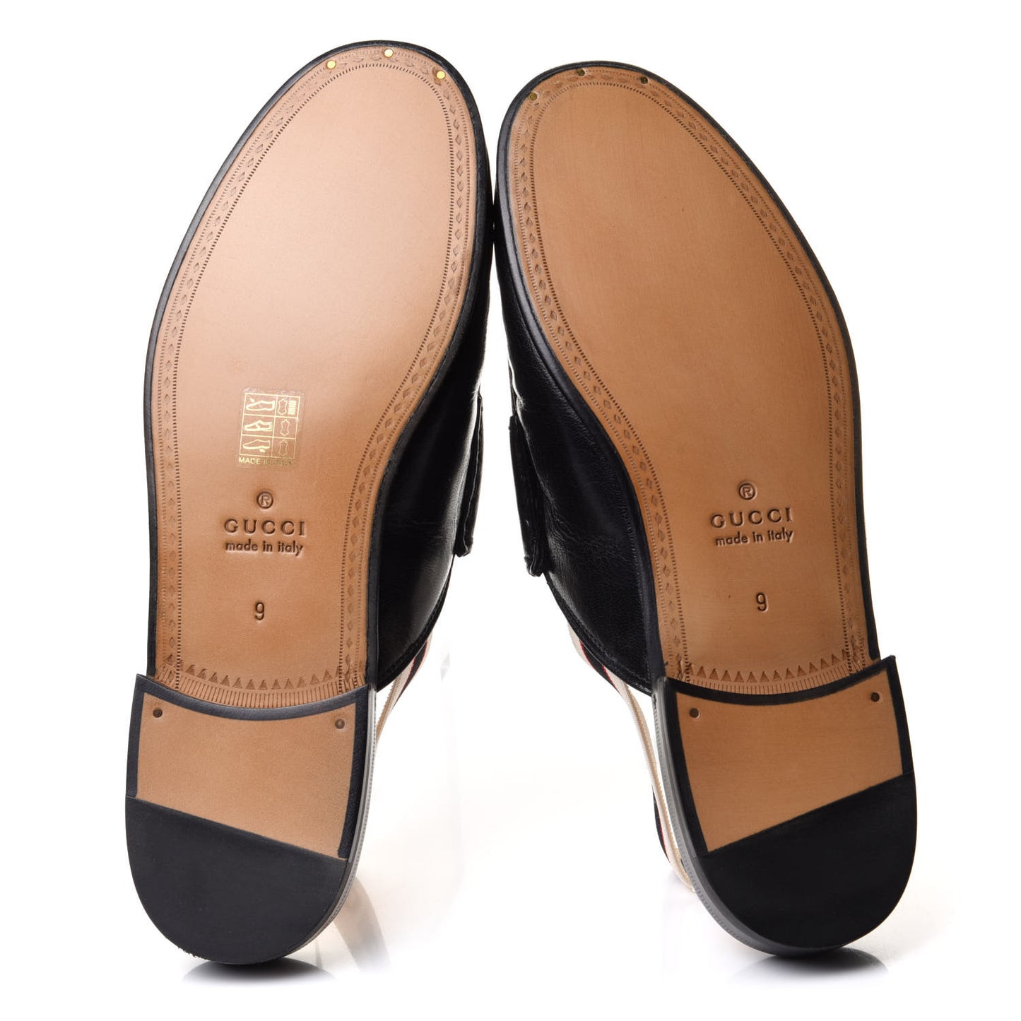 Goatskin Stripe Mens Horsebit Slingback Slippers 9 Black