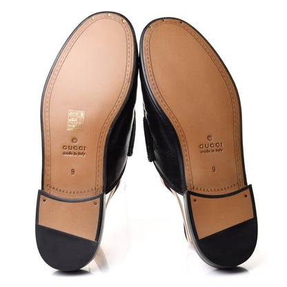 Gucci Goatskin Stripe Mens Horsebit Slingback Slippers 9 Black 5 of 11