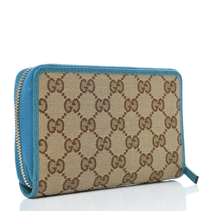 Gucci Monogram Dollar Calfskin Zip Around Compact Wallet Beige Ebony Deep Cobalt 3 of 12
