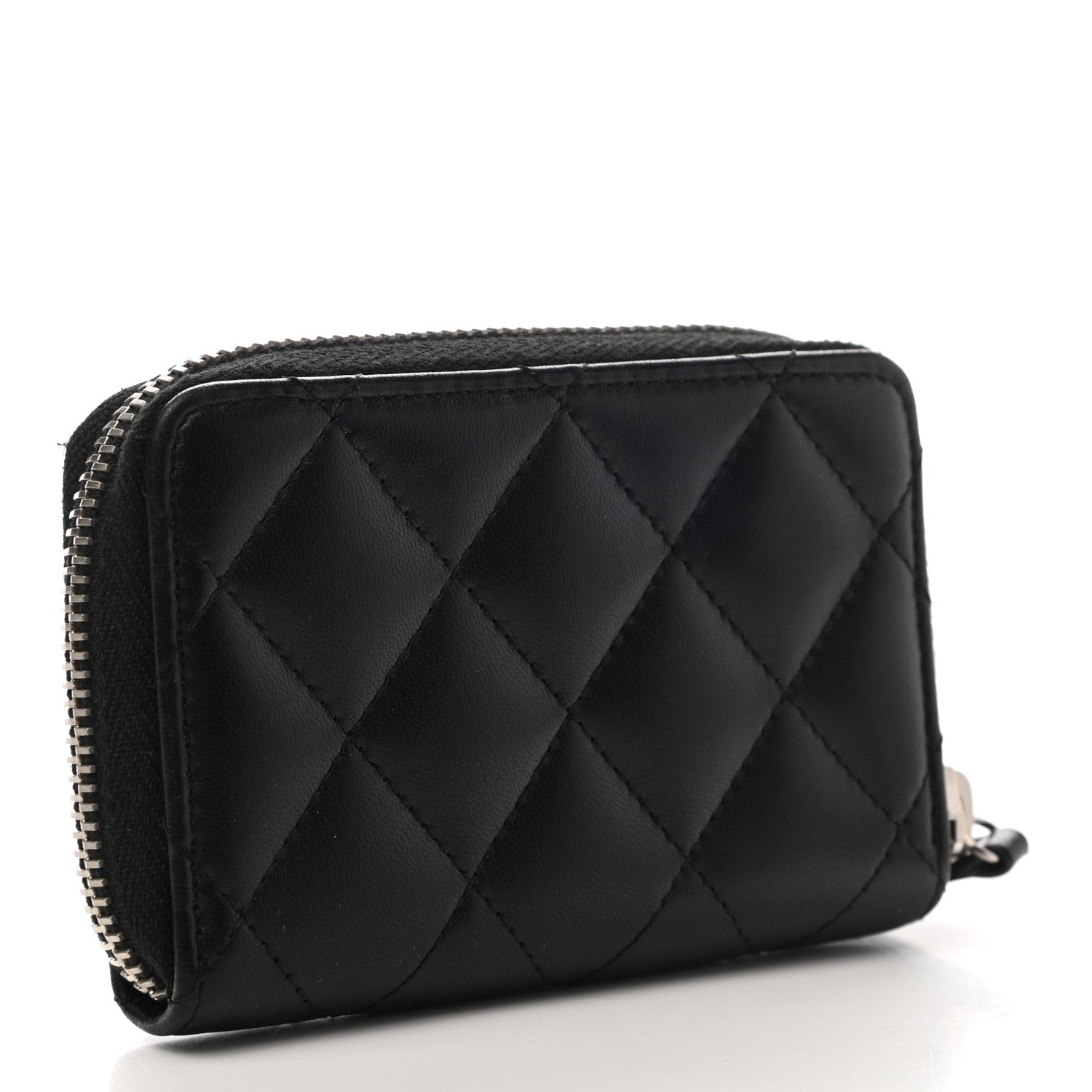 Chanel Lambskin Quilted Zip Coin Purse Black 3 of 7