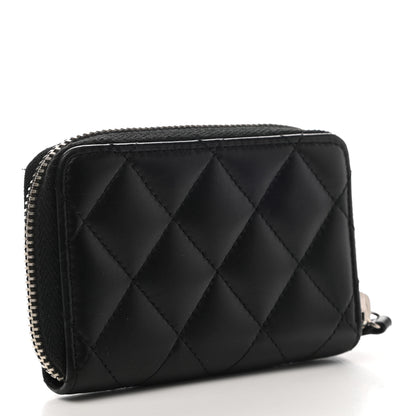 Chanel Lambskin Quilted Zip Coin Purse Black 3 of 7