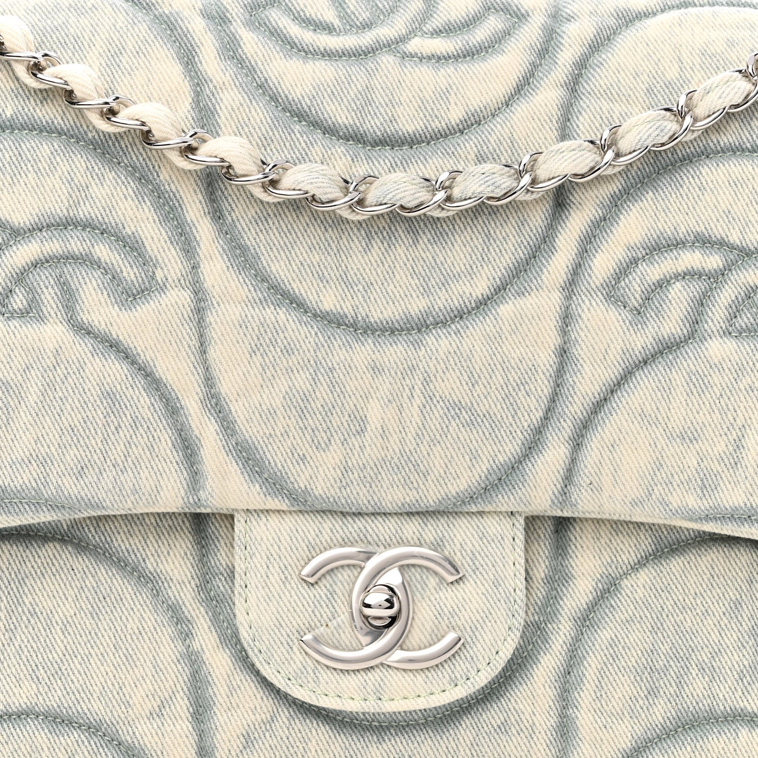 Chanel Denim Embossed CC Logo Print Jumbo Single Flap Blue 8 of 13