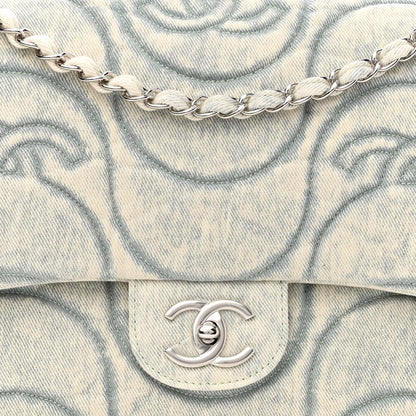 Chanel Denim Embossed CC Logo Print Jumbo Single Flap Blue 8 of 13