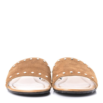Jimmy Choo Suede Nanda Studded Flat Slide Sandals 42 Brown 2 of 9
