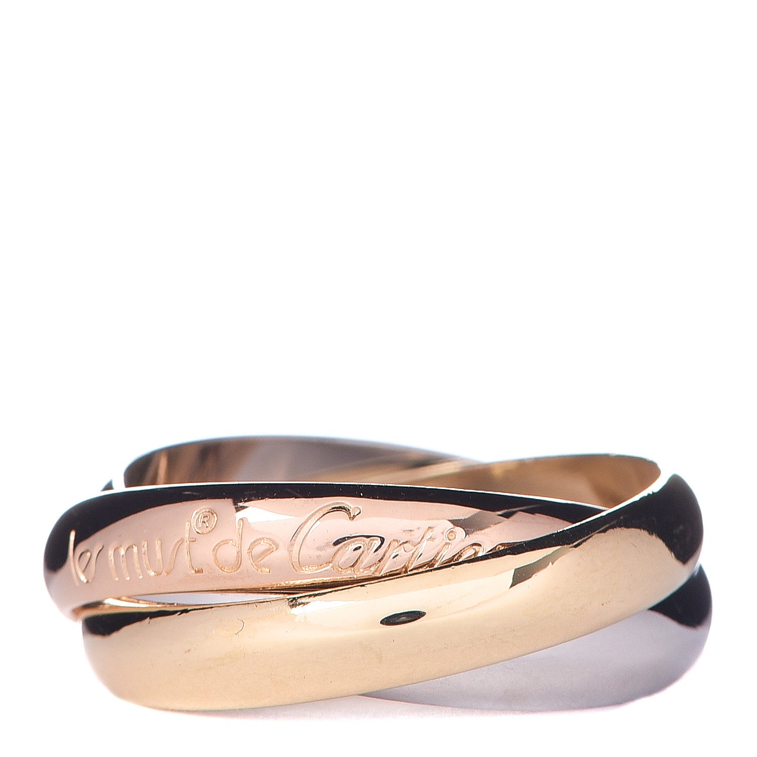 Cartier 18K Pink Yellow White Gold Classic Les Must De Trinity Ring 54 6.75 1 of 5