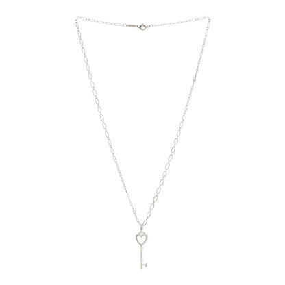 Tiffany Sterling Silver Small Heart Key Pendant Necklace 2 of 5