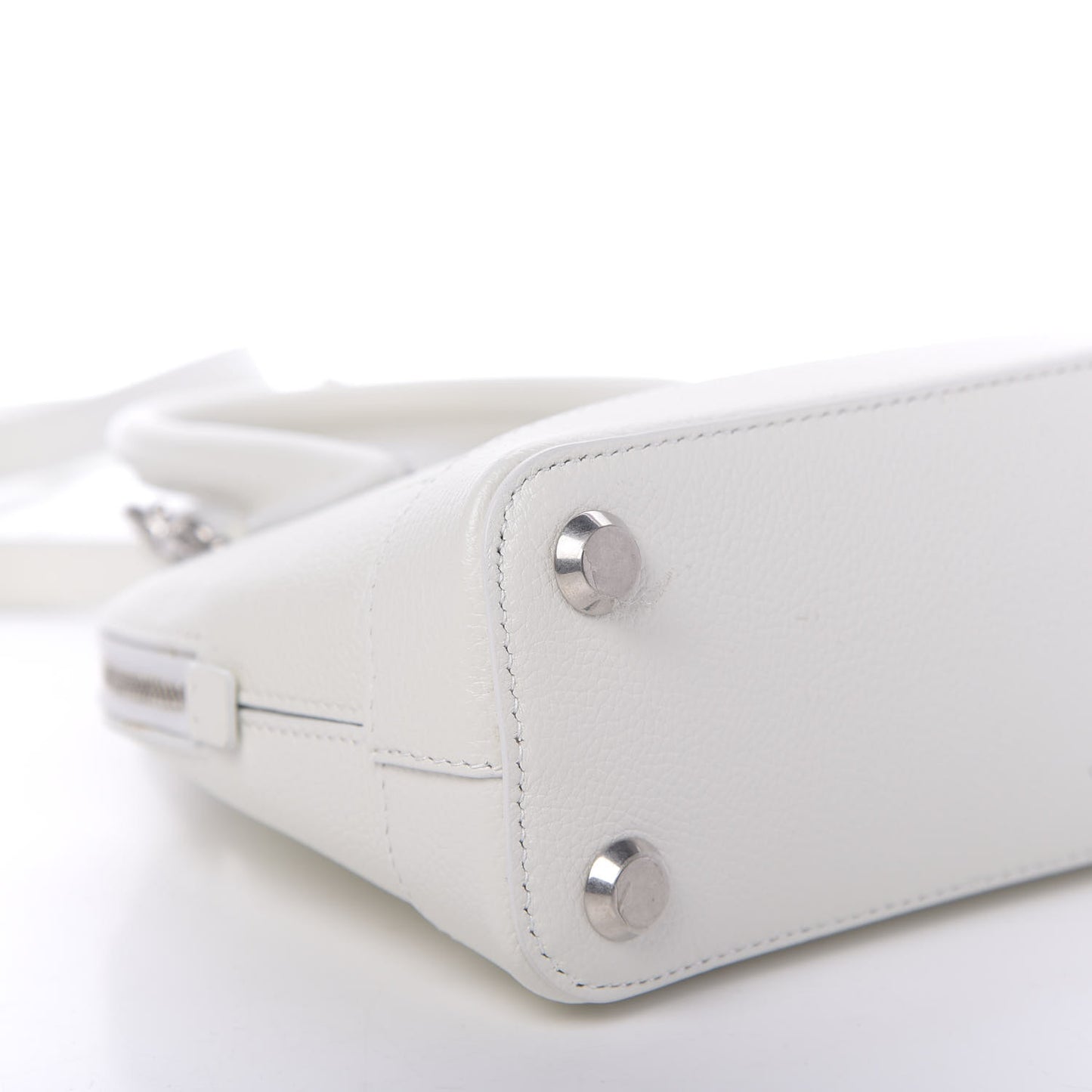 Grained Calfskin Logo XXS Ville Top Handle Bag White Light Green