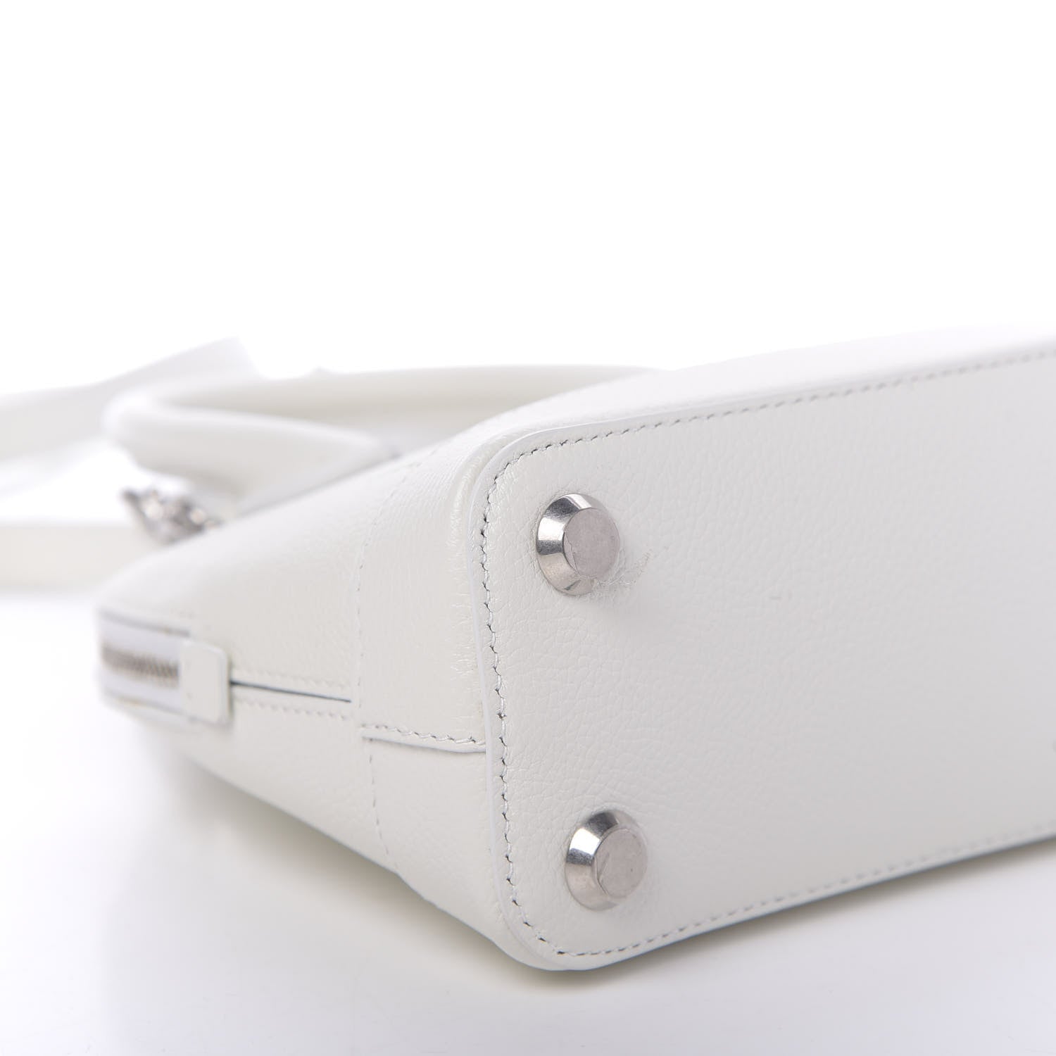 Balenciaga Grained Calfskin Logo XXS Ville Top Handle Bag White Light Green 5 of 11