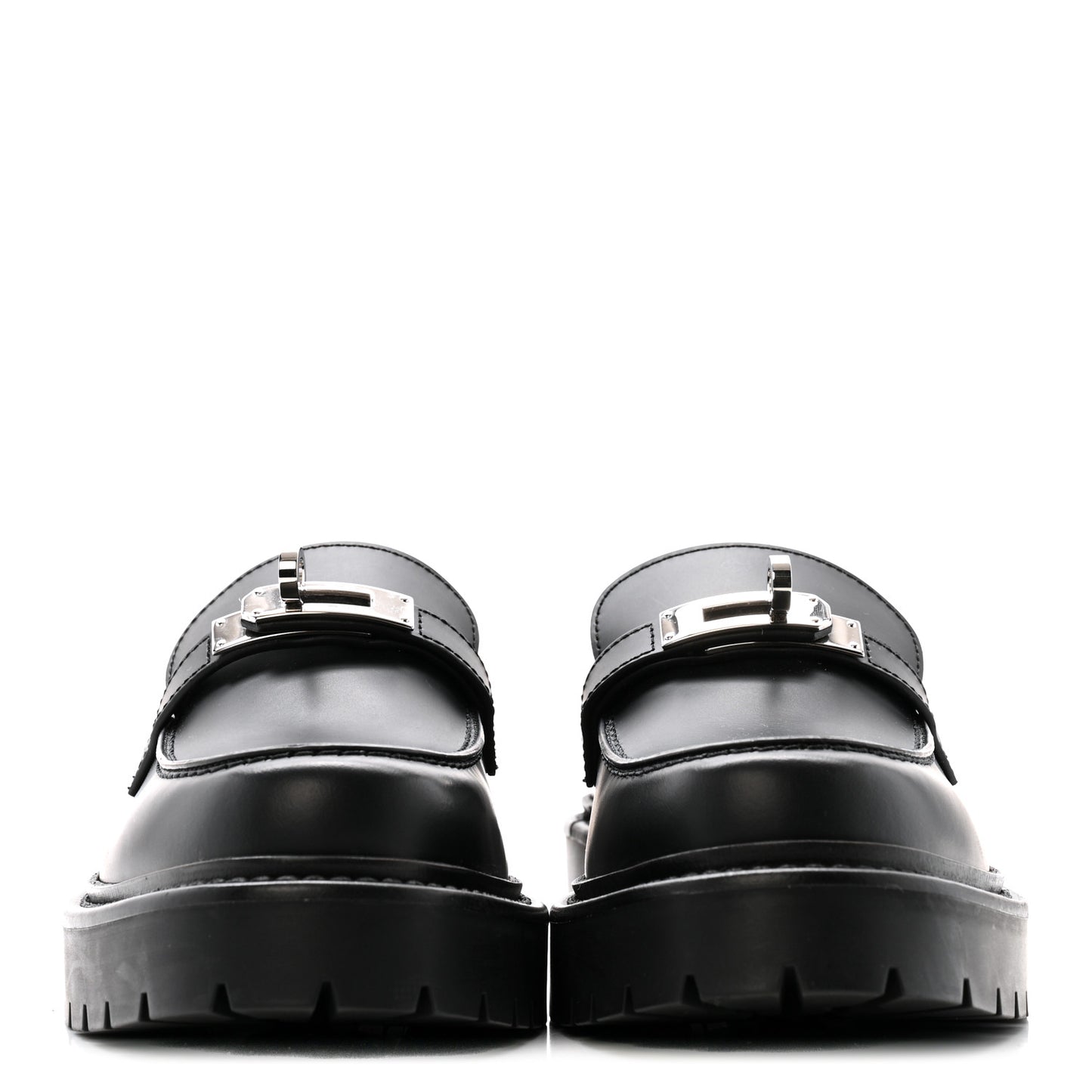 Calfskin Womens Icone Loafers 36 Black
