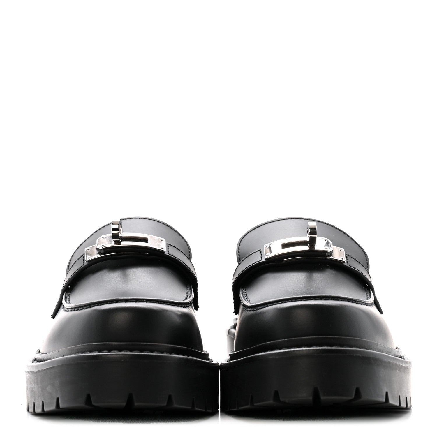 Hermes Calfskin Womens Icone Loafers 36 Black 3 of 11