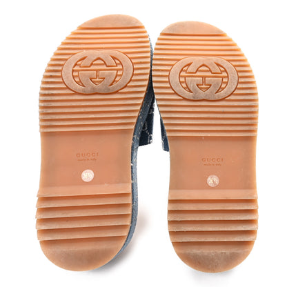 Gucci New Denim GG Monogram Angelina Platform 55mm Slide Sandals 36.5 Blue Tea 6 of 9