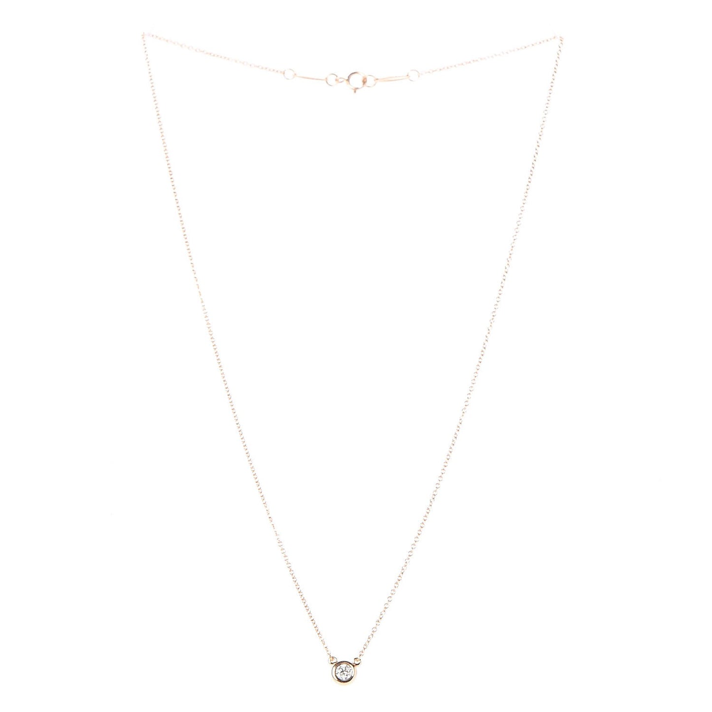 18K Rose Gold Diamond .17ct Elsa Peretti Diamonds by the Yard Pendant Necklace