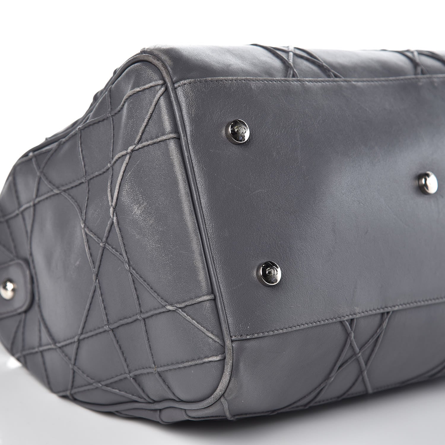 Christian Dior Lambskin Cannage Granville Polochon Grey 8 of 20