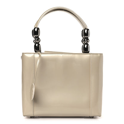 Christian Dior Patent Chrome Beaded Small Malice Tote Beige 1 of 11