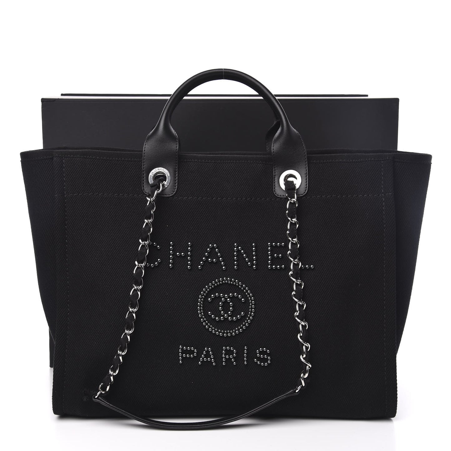 Canvas Pearl Medium Deauville Tote Black