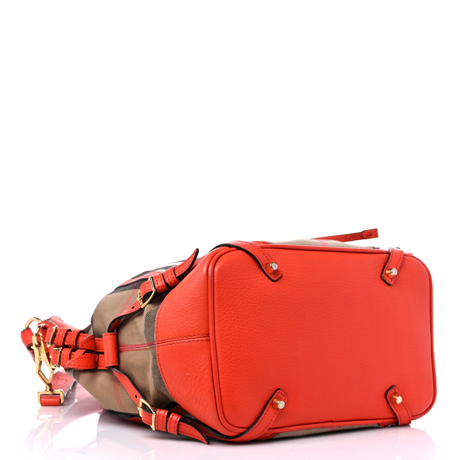 Burberry House Check Drawstring Hobo Orange 4 of 17