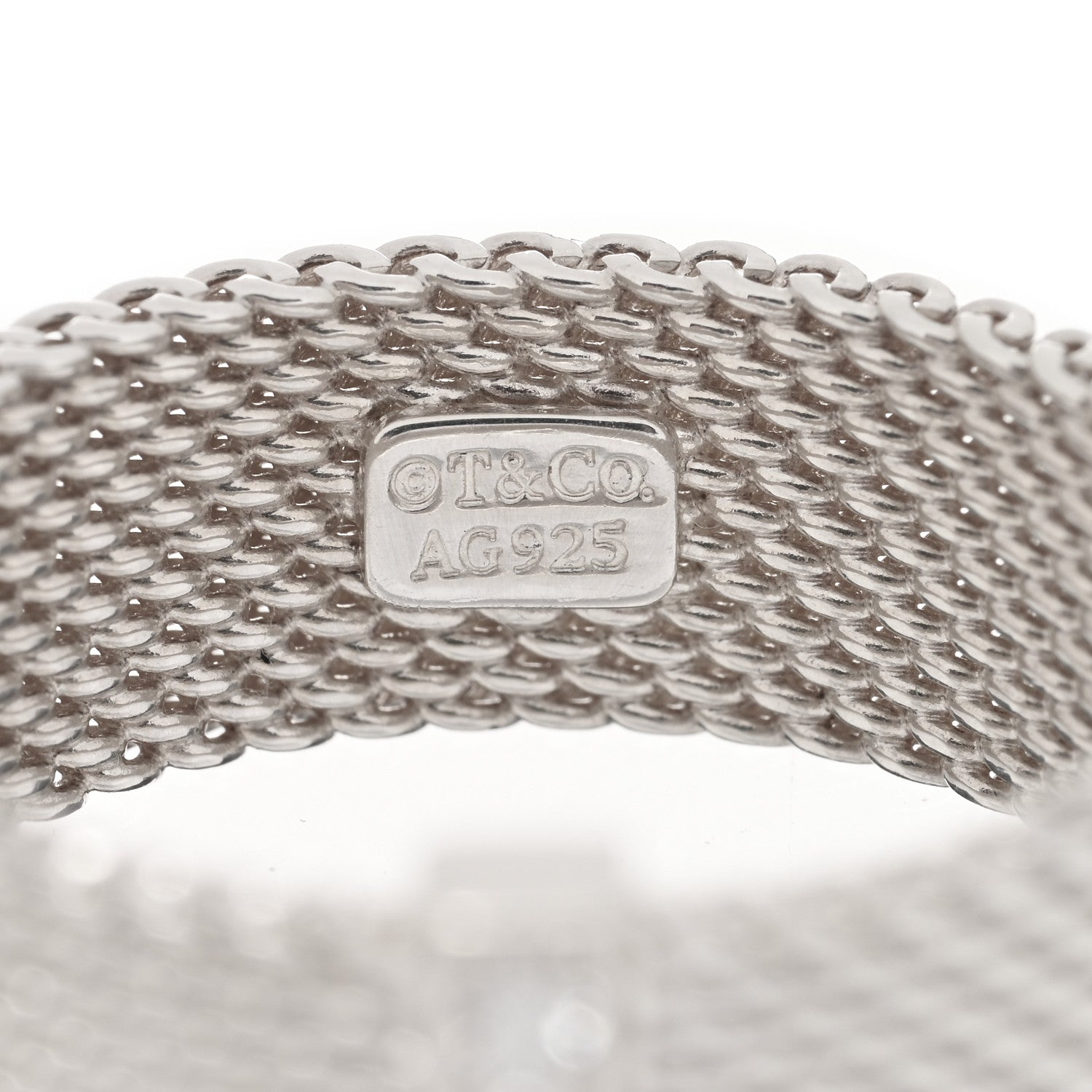 Tiffany Sterling Silver Diamond Somerset Mesh Ring 53 6.25 4 of 4