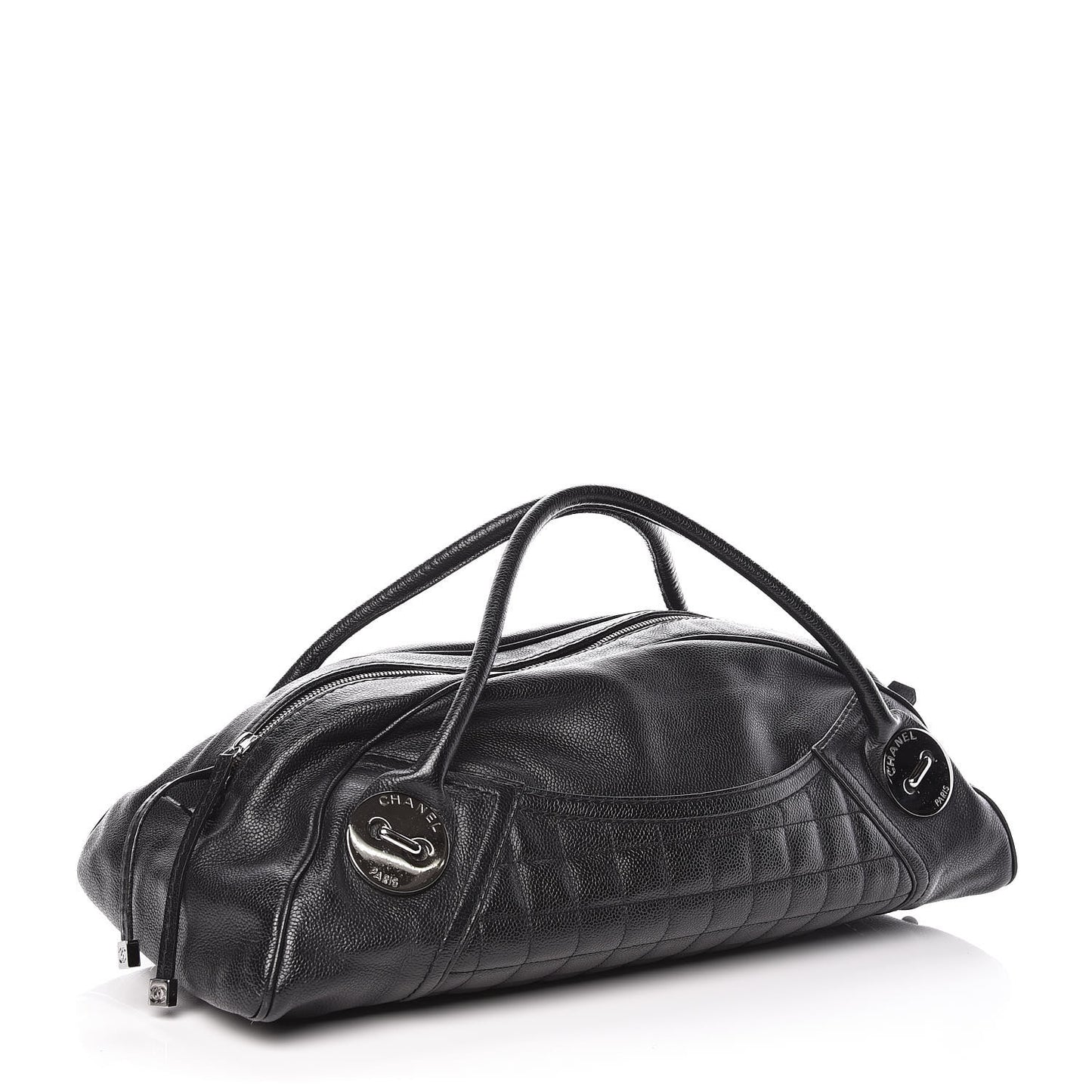 Caviar Square Quilted Dome Satchel Black