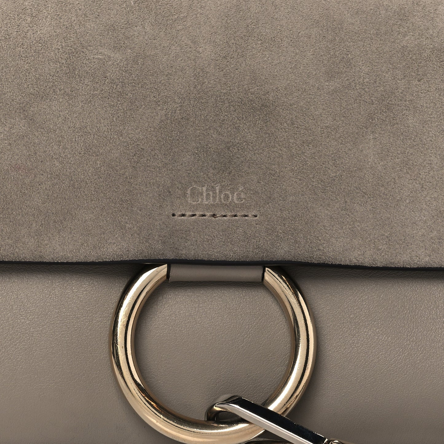 Suede Calfskin Small Faye Shoulder Bag Motty Grey