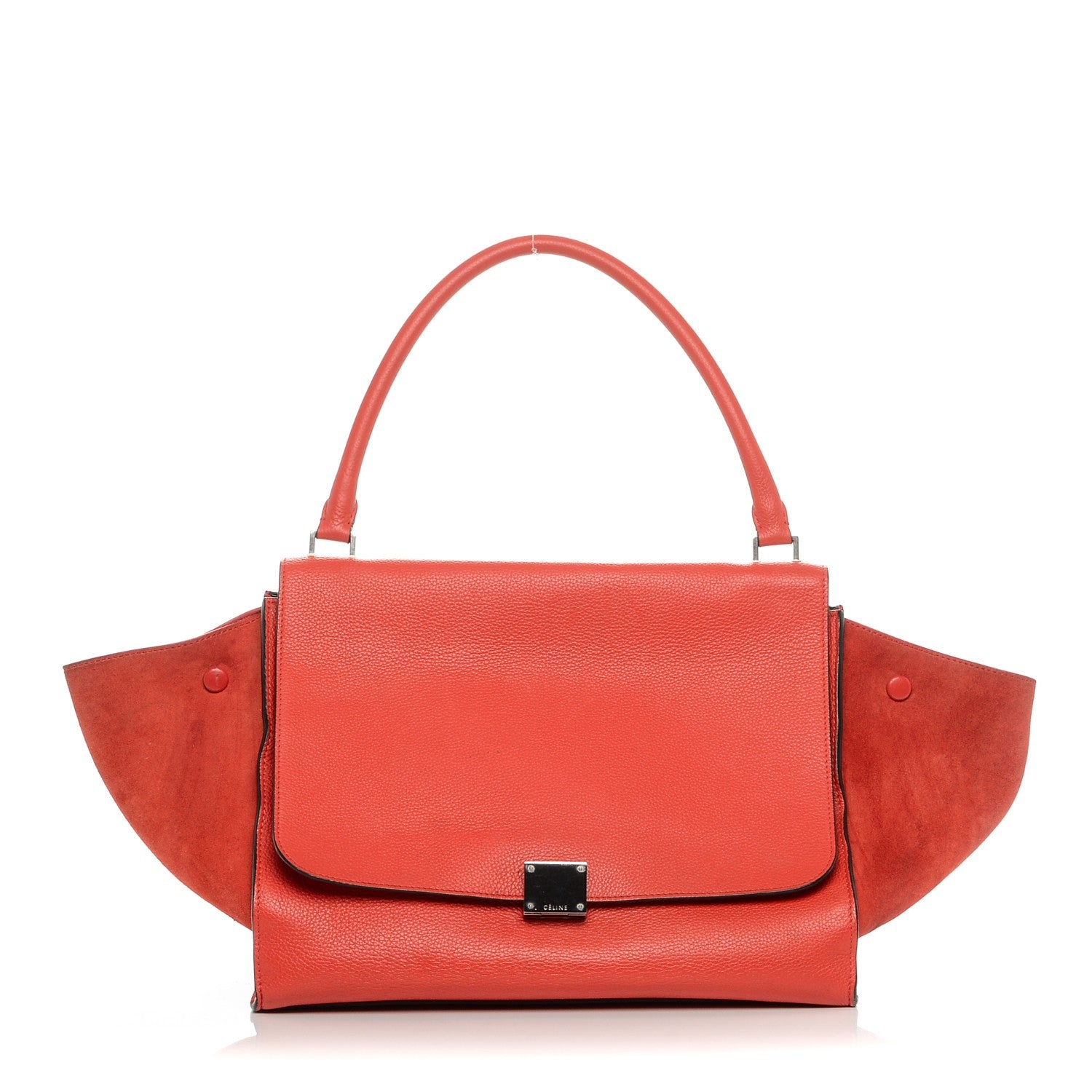 Celine Drummed Calfskin Suede Large Trapeze Vermillion 1 of 11