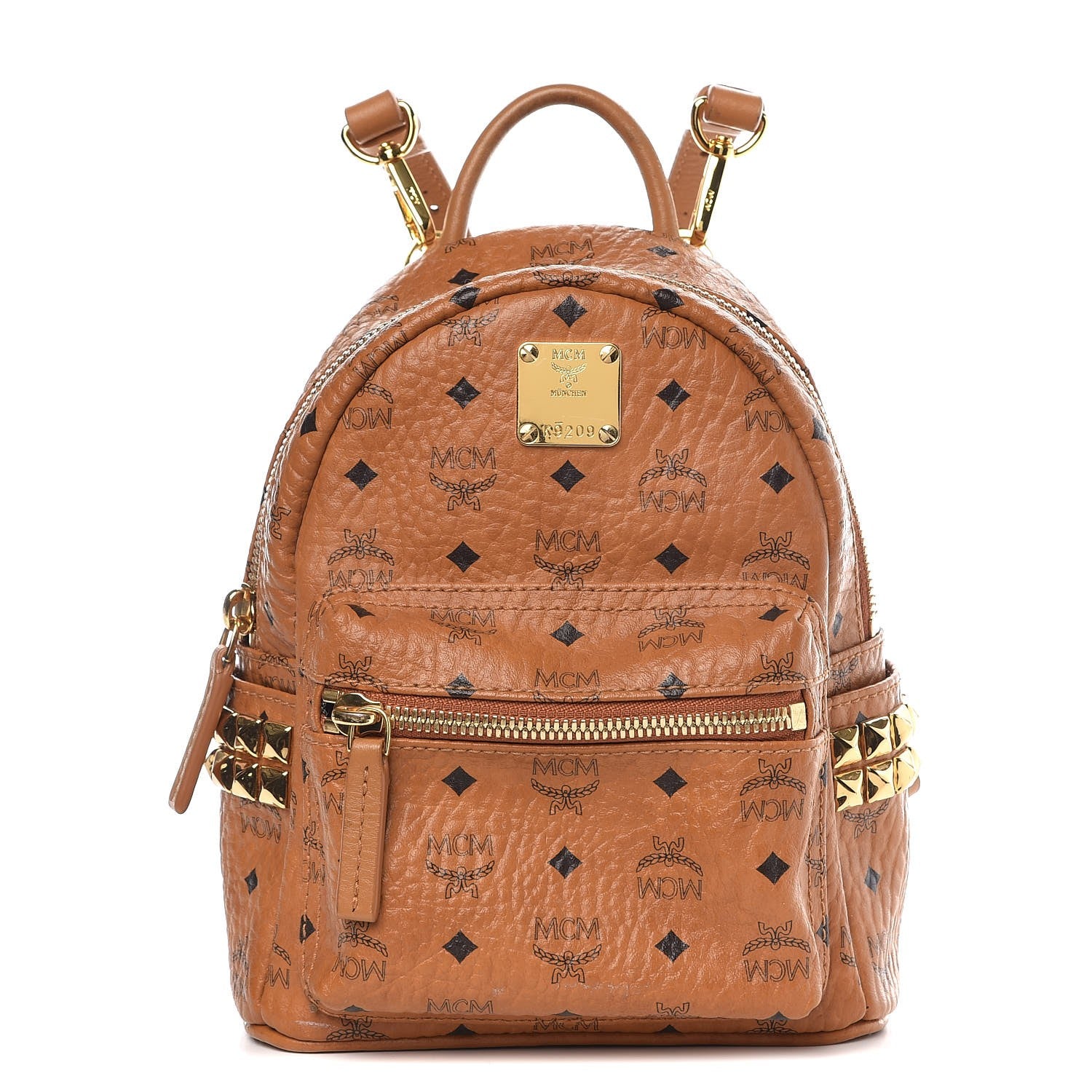 MCM Visetos Side Stud Mini Stark Backpack Cognac 1 of 11