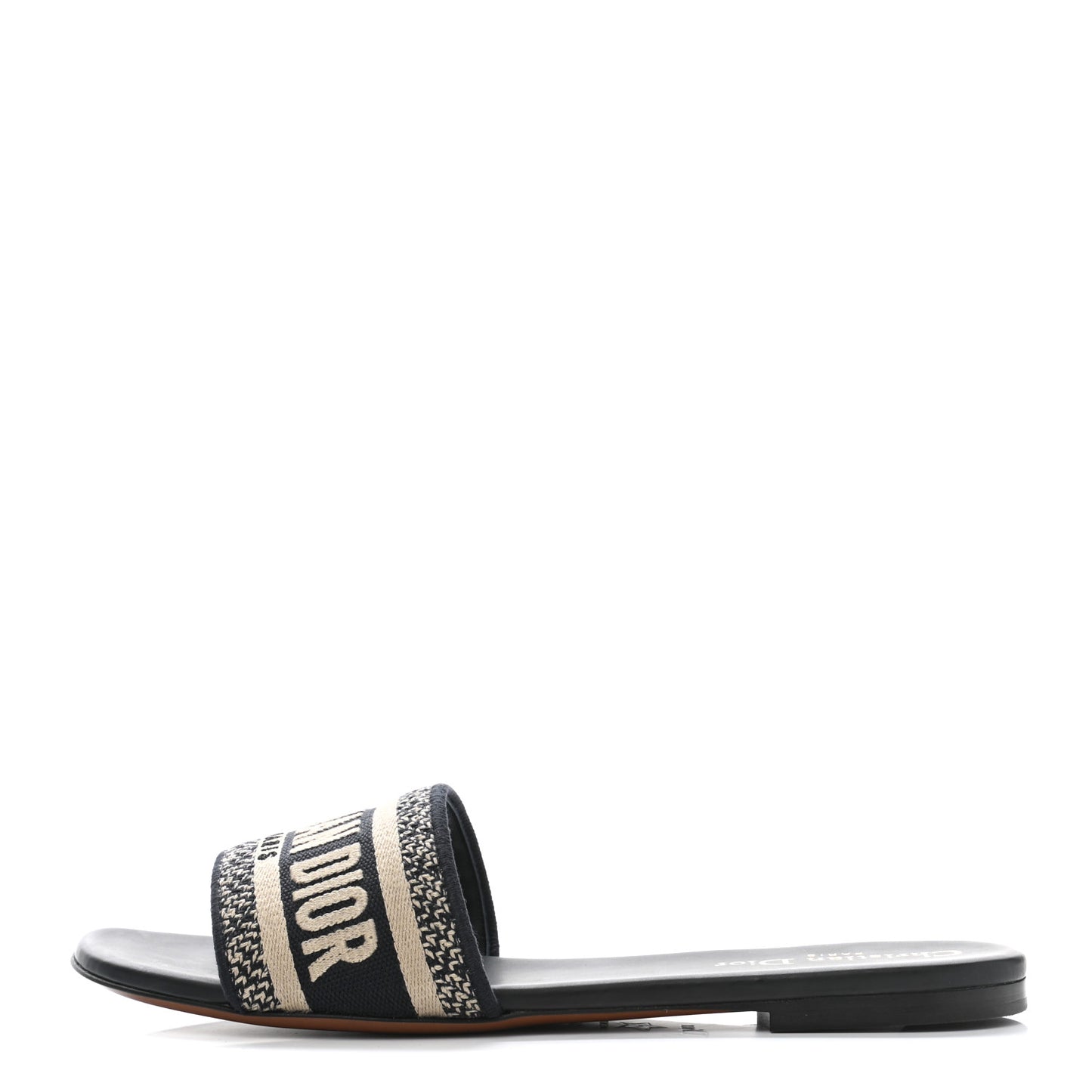 Canvas Embroidered Dway Mules Slide Sandals 38.5 Deep Blue