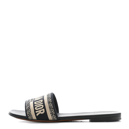 Christian Dior Canvas Embroidered Dway Mules Slide Sandals 38.5 Deep Blue 1 of 11