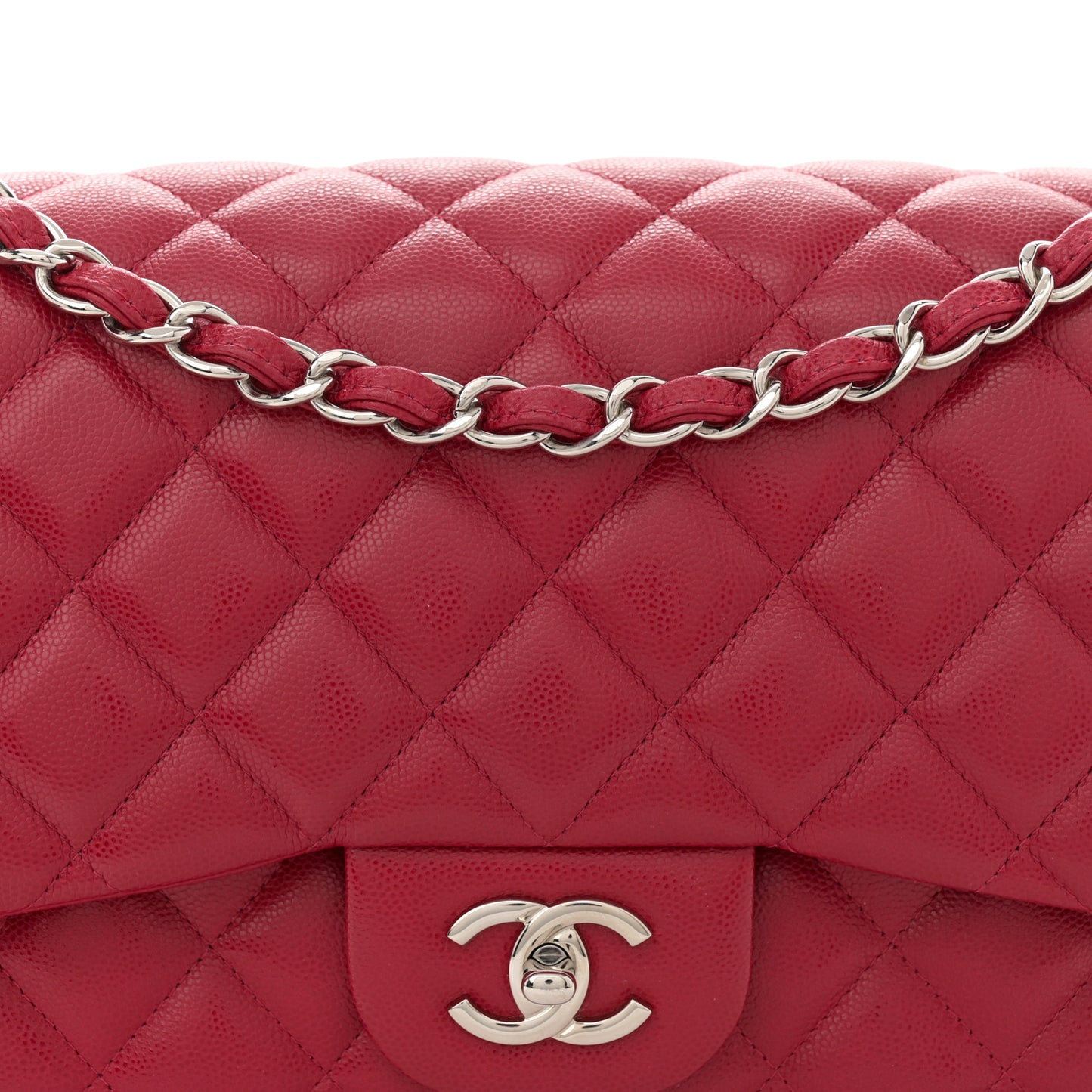 Caviar Quilted Jumbo Double Flap Dark Pink
