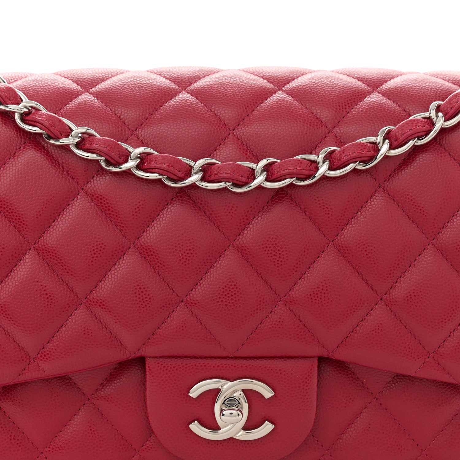 Chanel Caviar Quilted Jumbo Double Flap Dark Pink 8 of 11