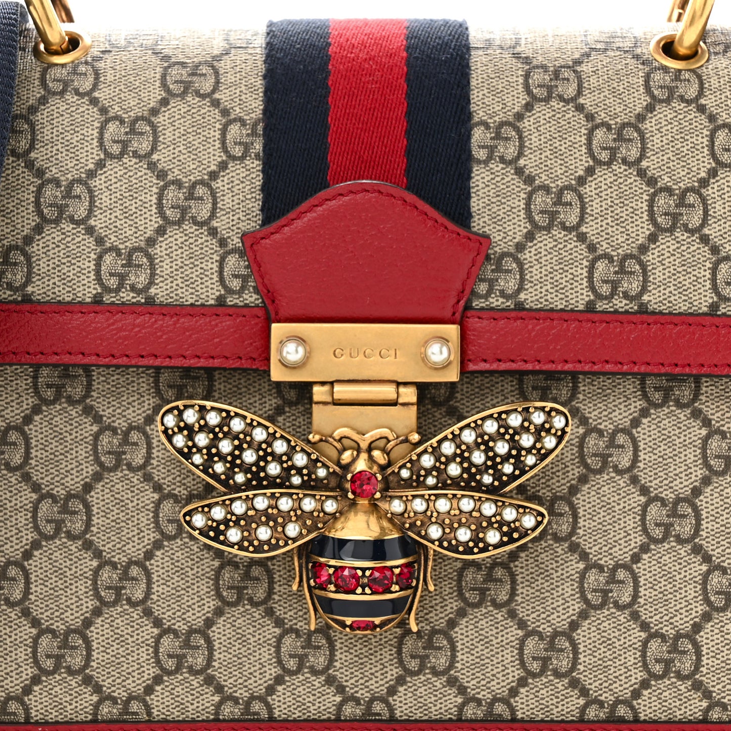 GG Supreme Monogram Small Queen Margaret Top Handle Bag Red