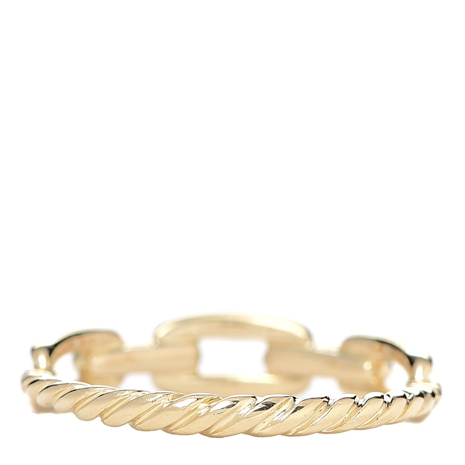 David Yurman 18K Yellow Gold Diamond 4.5mm Stax Single Row Chain Link Ring 55 7.25 3 of 4
