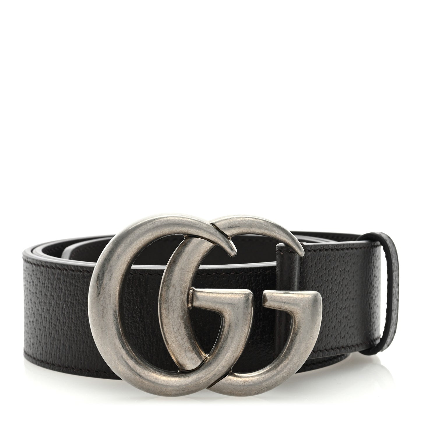 Textured Dollar Calfskin Nickel Double G 40mm Belt 80 32 Dark Cocoa