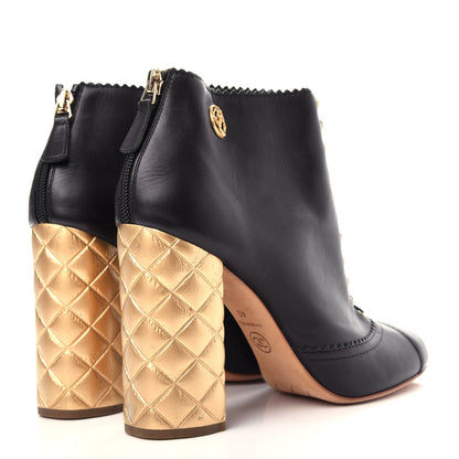 Chanel Calfskin Lace Up Short Boots 40 Black 4 of 11