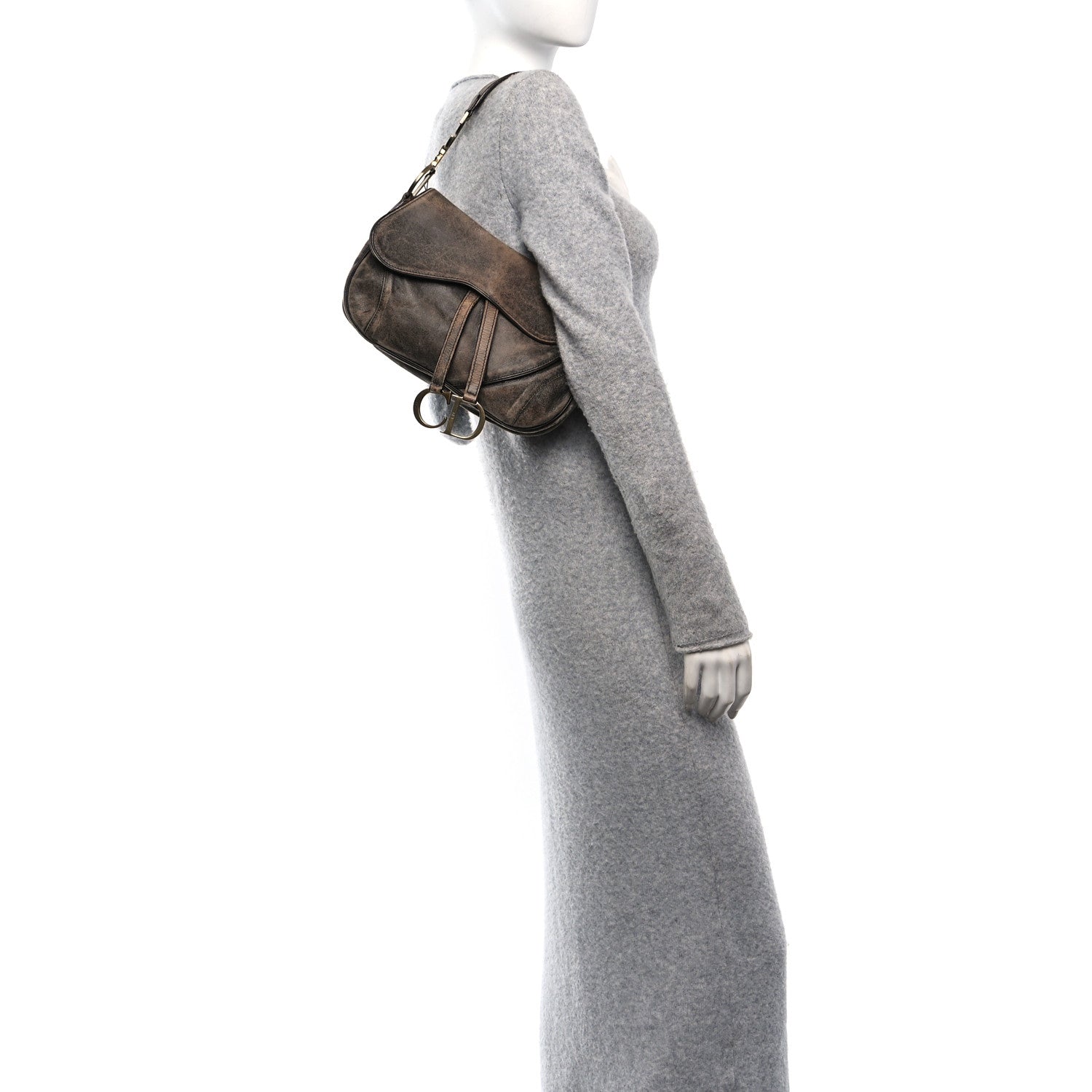 Christian Dior Calfskin Double Saddle Bag Brown 2 of 14