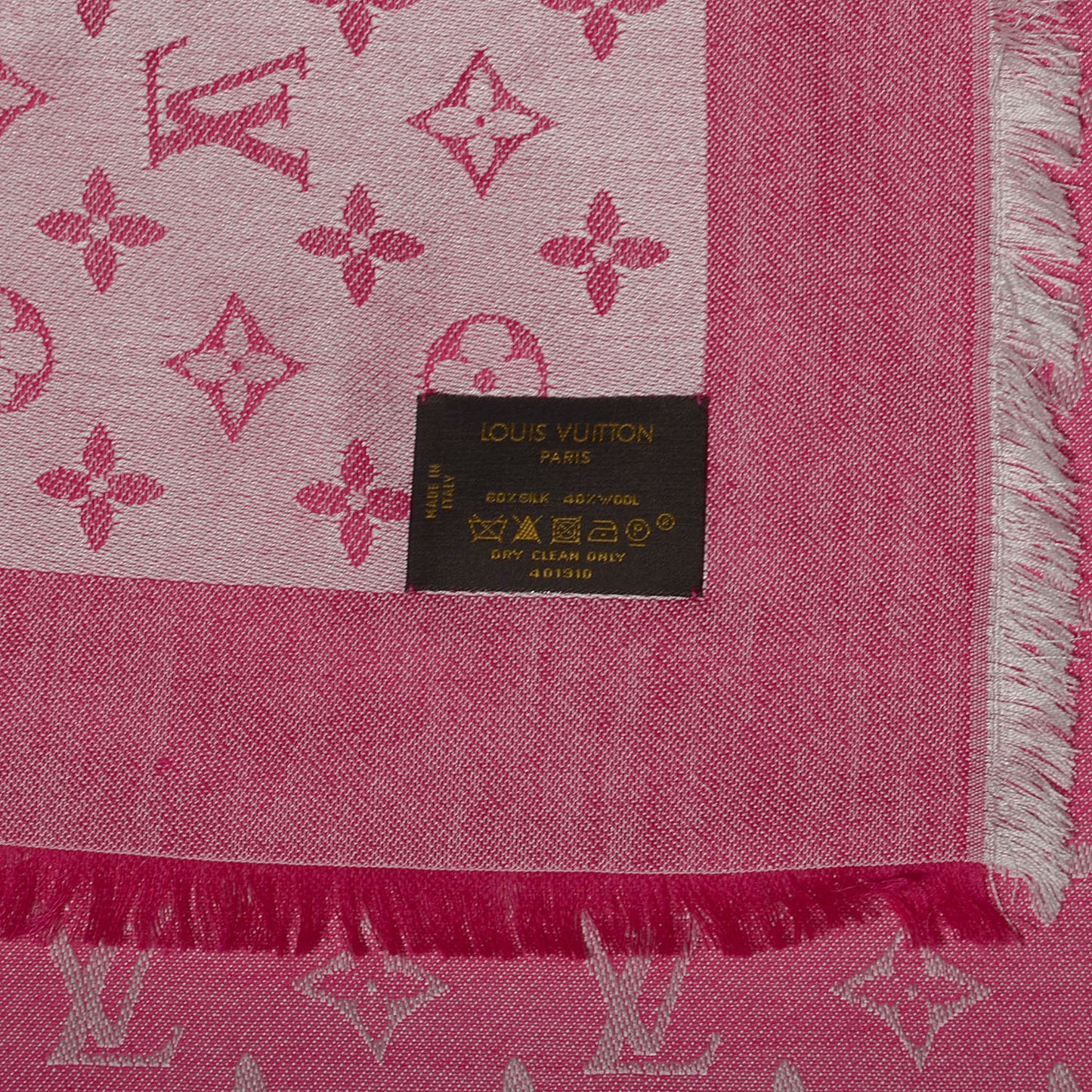 Silk Wool Monogram Denim Shawl Pivoine