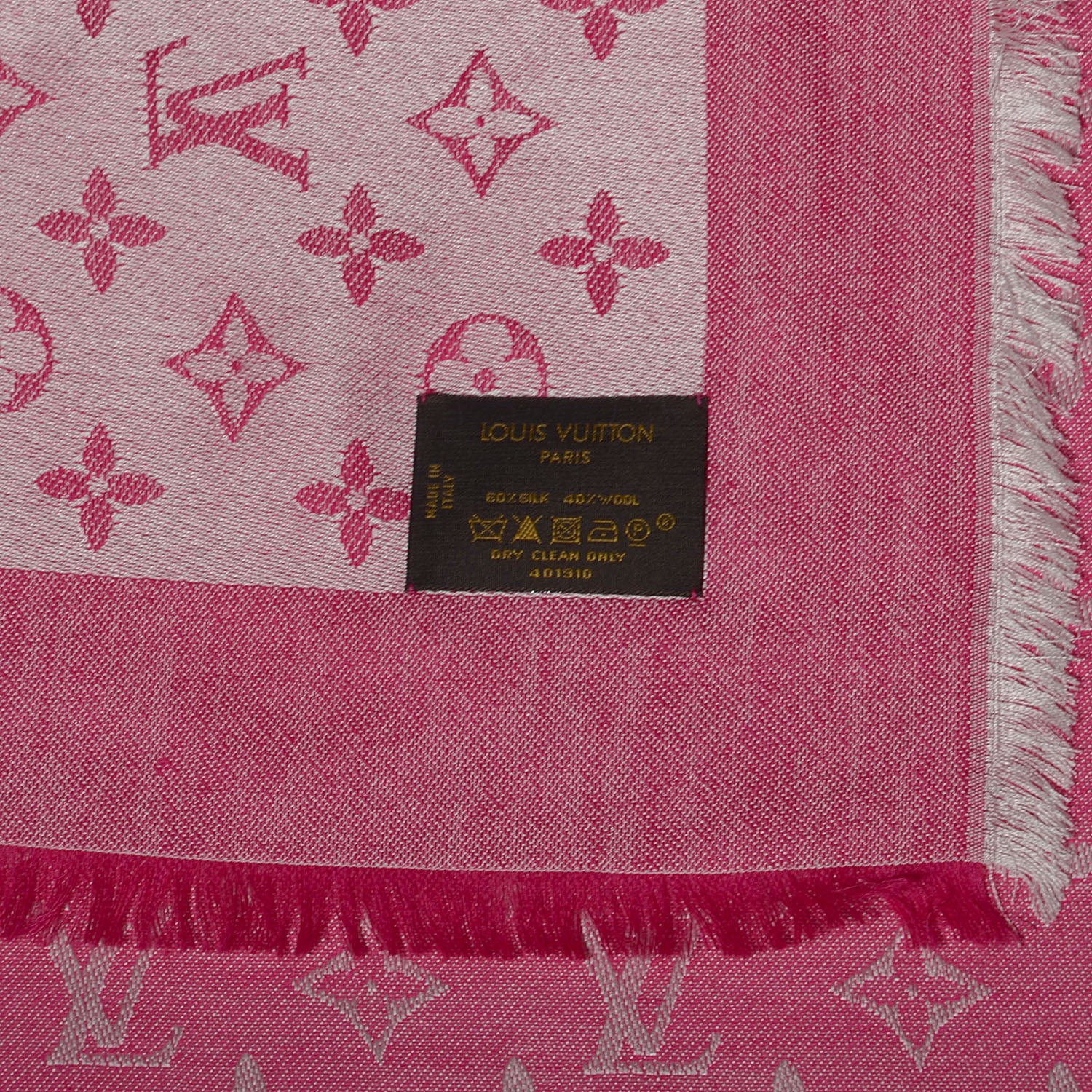 Louis Vuitton Silk Wool Monogram Denim Shawl Pivoine 5 of 5