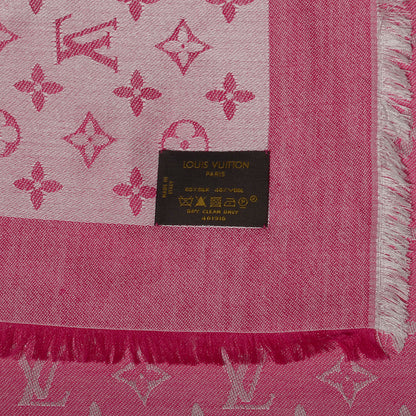 Louis Vuitton Silk Wool Monogram Denim Shawl Pivoine 5 of 5
