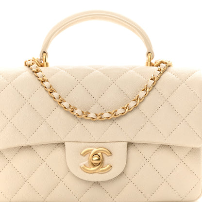 Chanel Caviar Quilted Mini Top Handle Rectangular Flap Beige 8 of 11