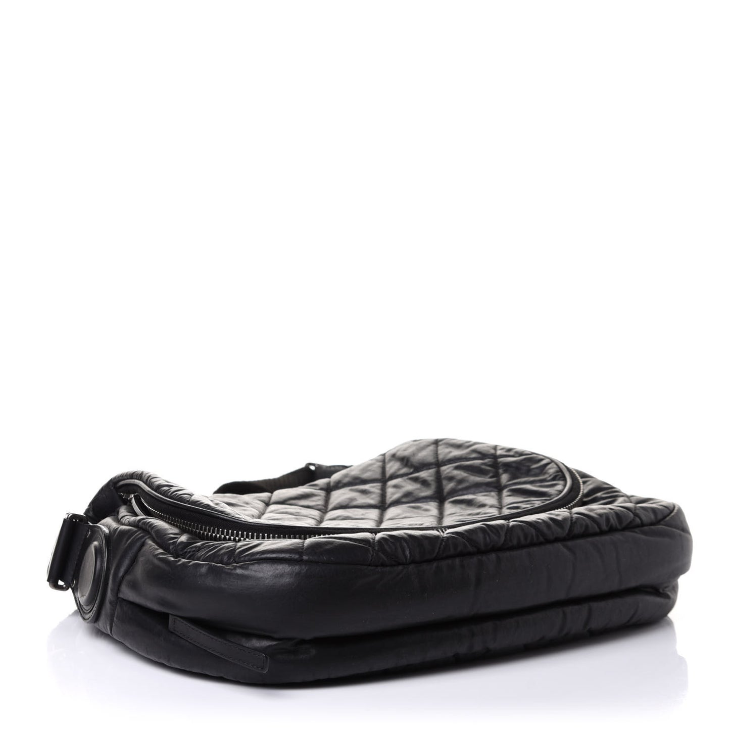 Coated Canvas Quilted Expandable Messenger Black