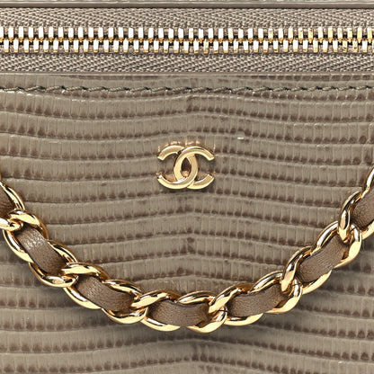 Chanel Calfskin Lizard Embossed Top Handle Vanity With Chain  Dark Khaki 8 of 11