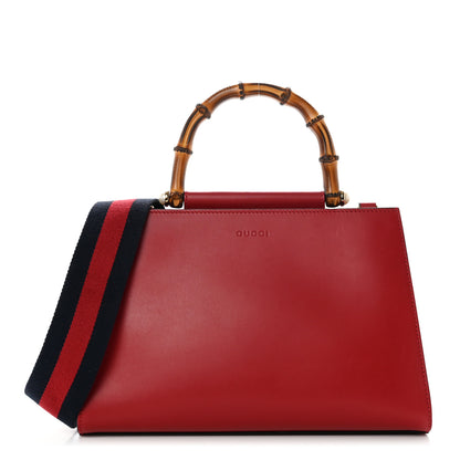 Gucci Nappa Bamboo Web Small Nymphaea Top Handle Bag Hibiscus Red 1 of 12